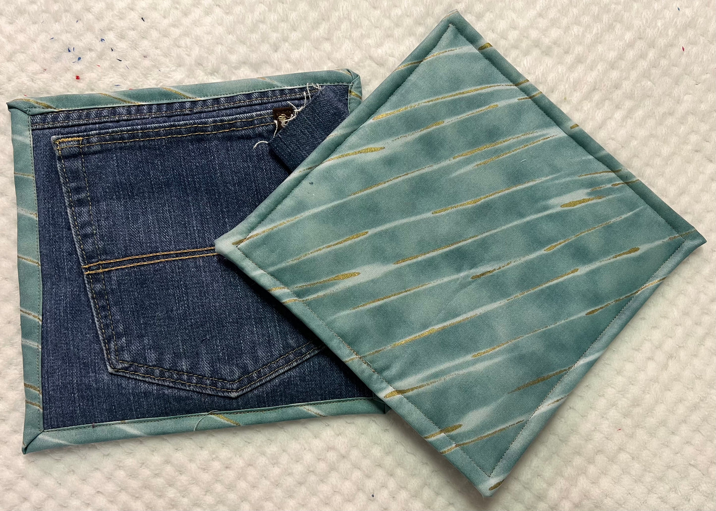 Upcycled Denim pocket hot pads