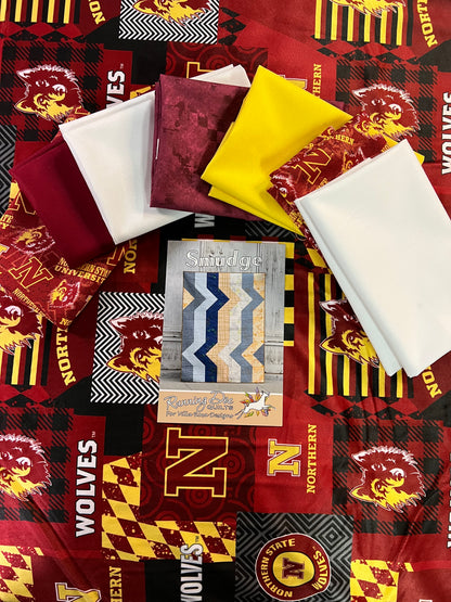 Running Doe NSU Wolves Smudge Half Yard Kit