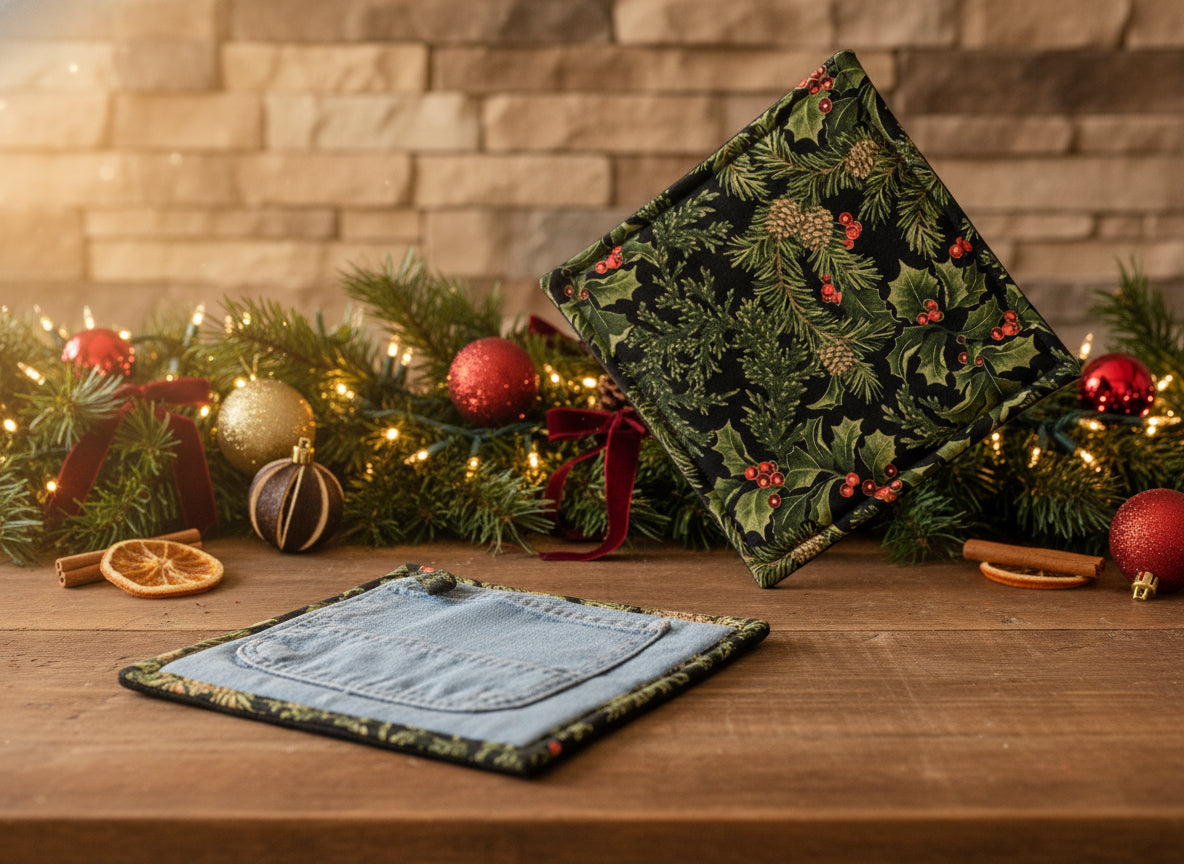 Upcycled Denim pocket hot pads
