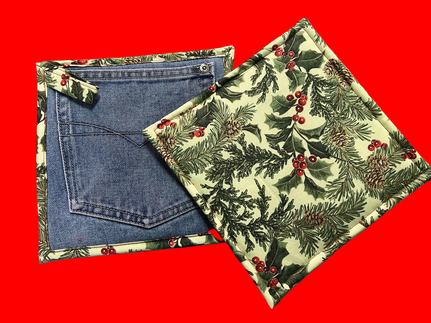 Upcycled Denim pocket hot pads