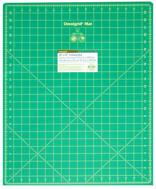 Cutting Mat Omnigrid Green with Yellow Grid 18in x 24in