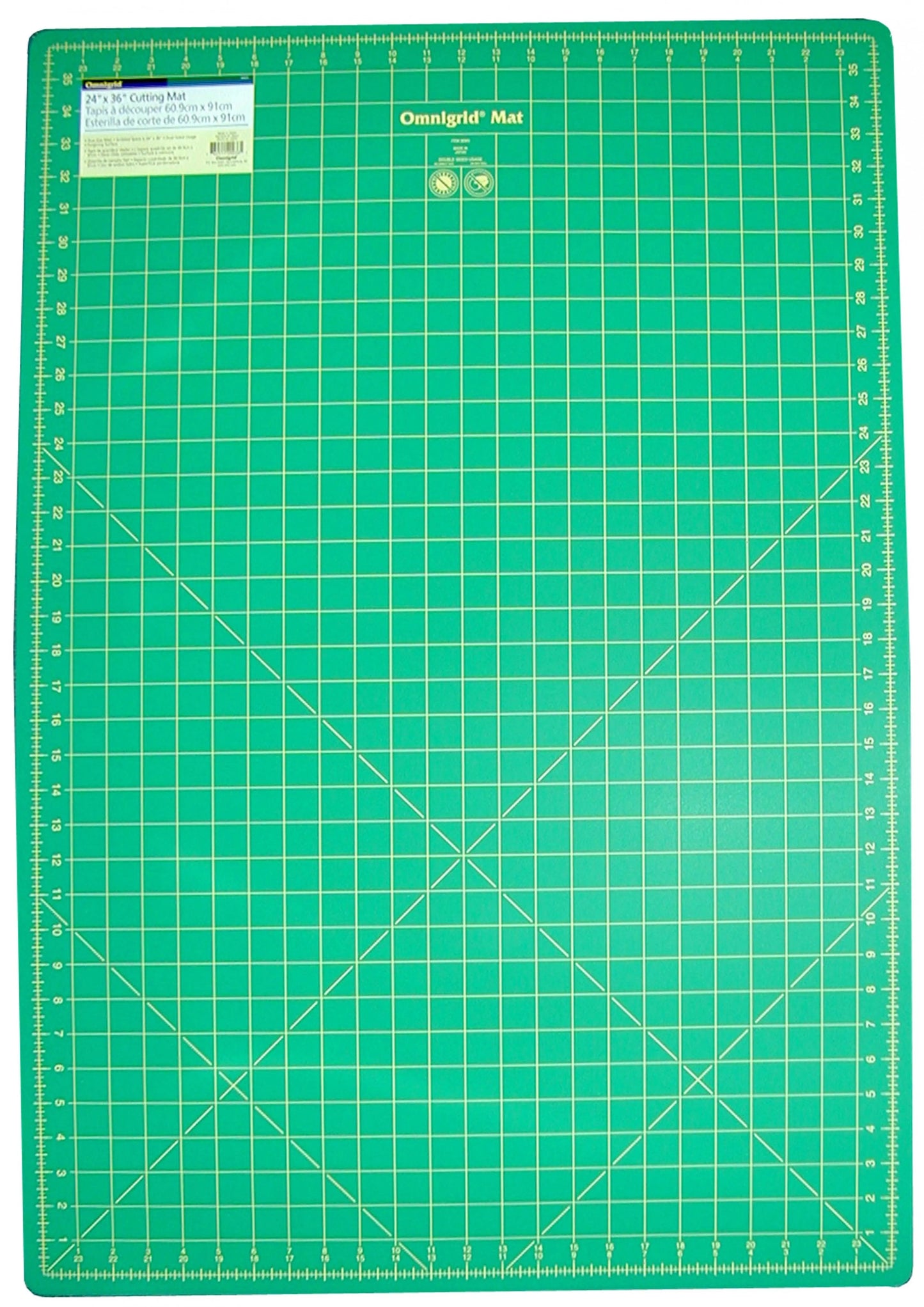 Cutting Mat Omnigrid Green with Yellow Grid 24in x 36in