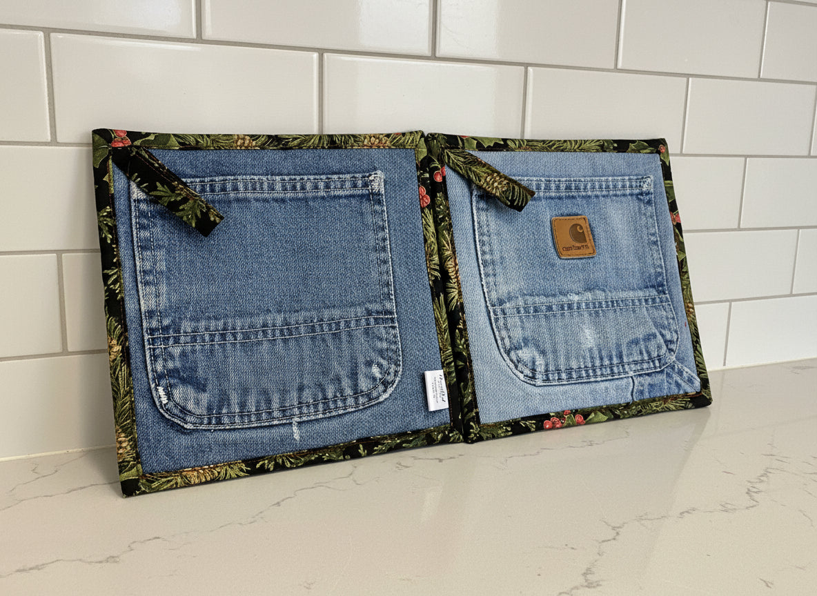 Upcycled Denim pocket hot pads