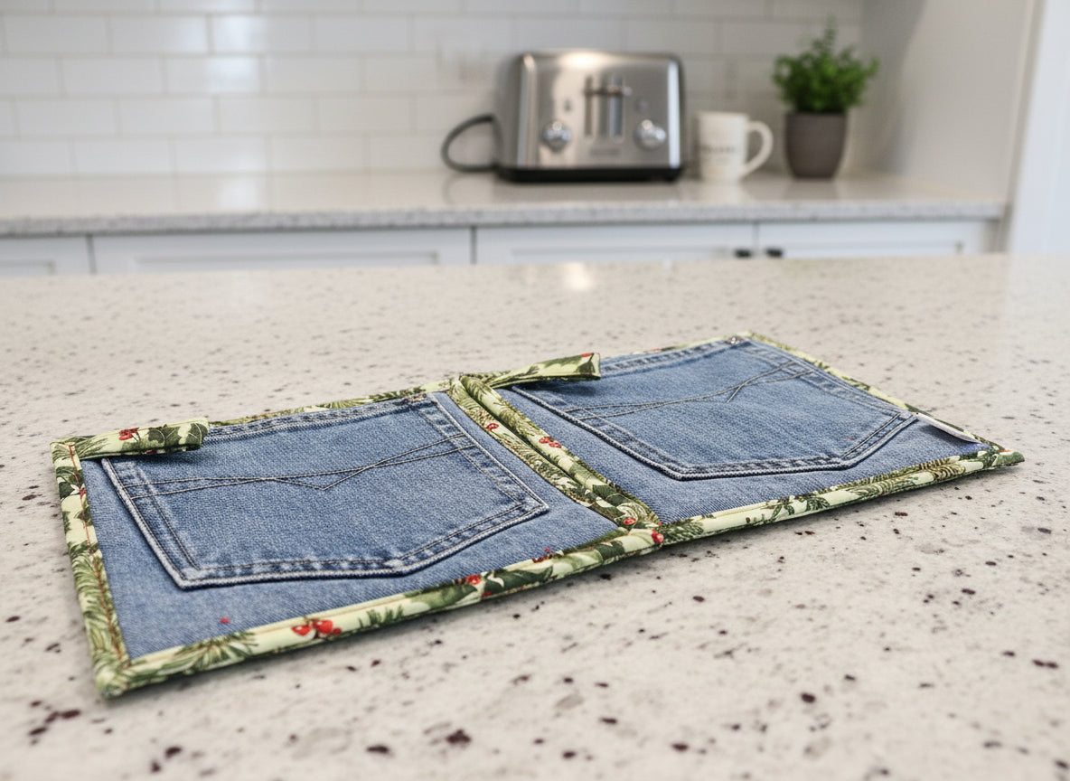 Upcycled Denim pocket hot pads