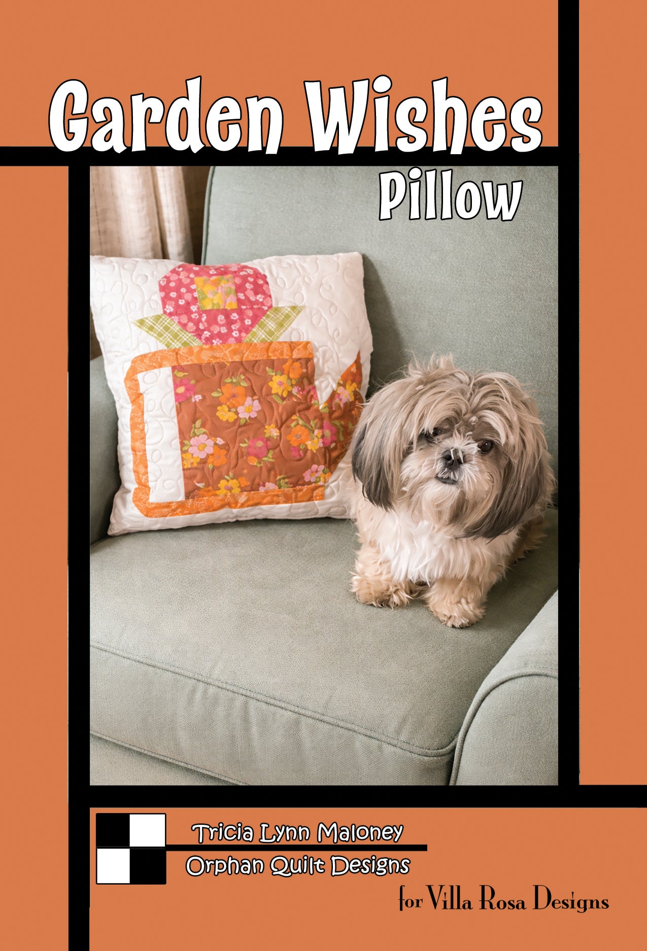 Garden Wishes Pillow Pattern Card by Tricia Lynn Maloney, Orphan Quilt Designs for Villa Rosa Designs