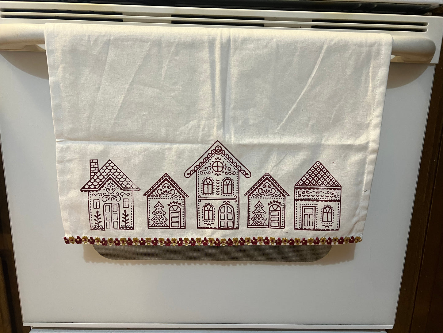 Gingerbread House Tea Towel - Jolene Ink (Cranberry)