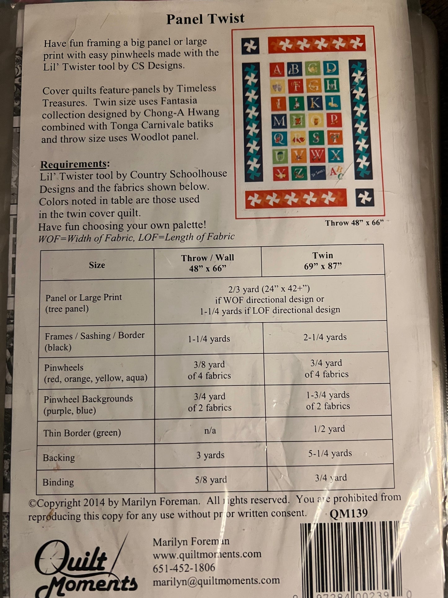 Panel Twist by Quilt Moments QM139 Sewing Pattern