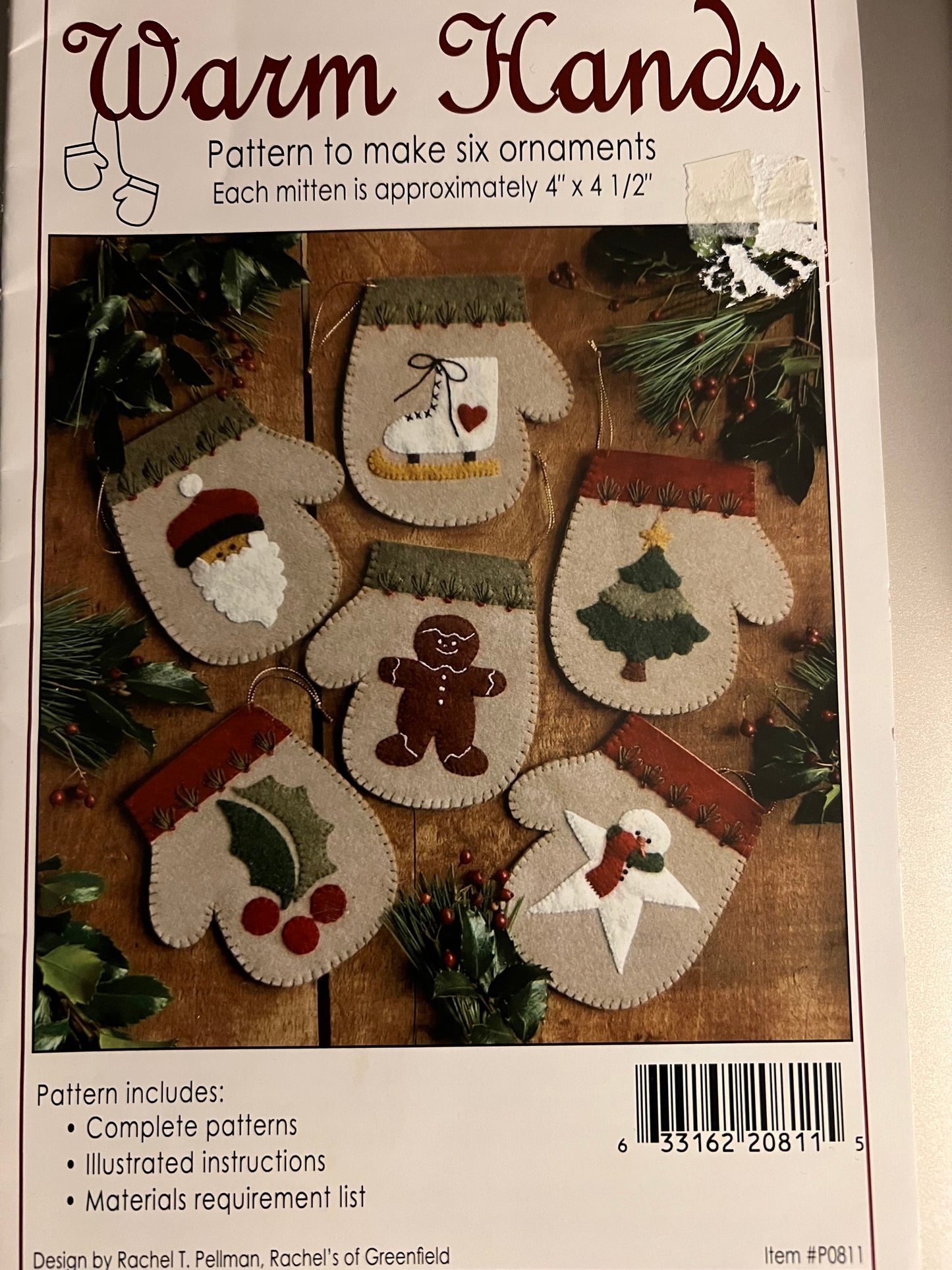 Warm Hands Pattern to Make Six Ornaments Sewing Pattern