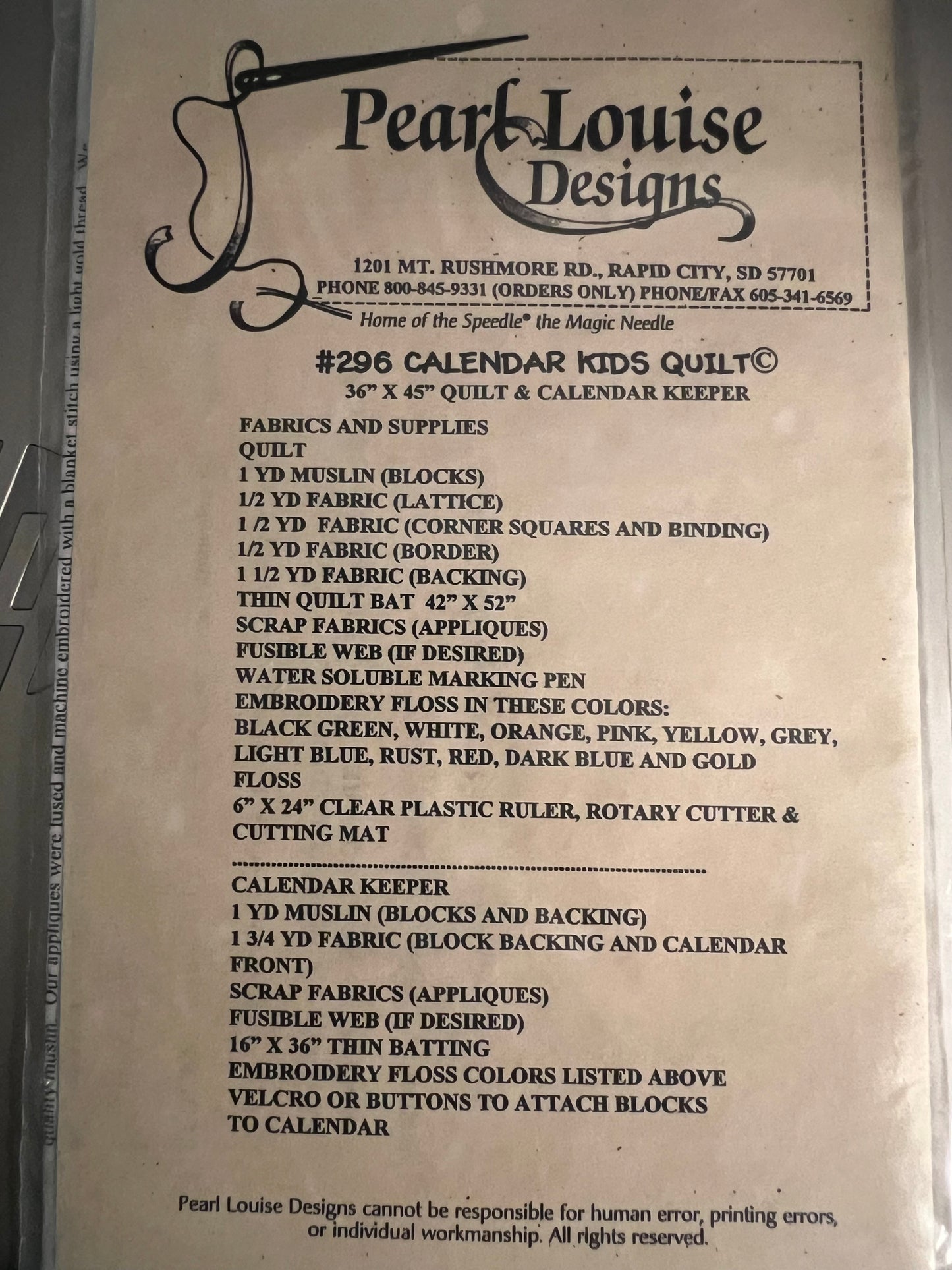 Calendar Kids Quilt by Peal Louise Designs