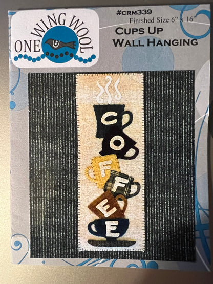 One Wing Wool Cups Up Wall Hanging Pattern - CRM339 (6" x 16")