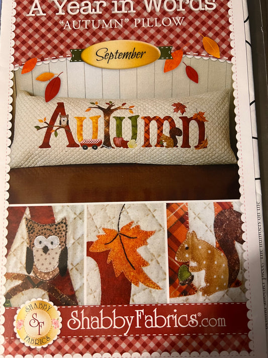 A Year In Words "Autumn" Pillow - September Pattern by Shabby Fabrics