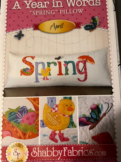 A Year In Words "Spring" Pillow - April Pattern by Shabby Fabrics