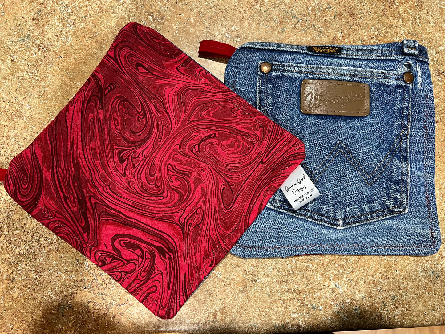 Upcycled Denim pocket hot pads