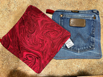 Upcycled Denim pocket hot pads