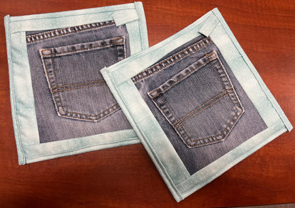 Upcycled Denim pocket hot pads