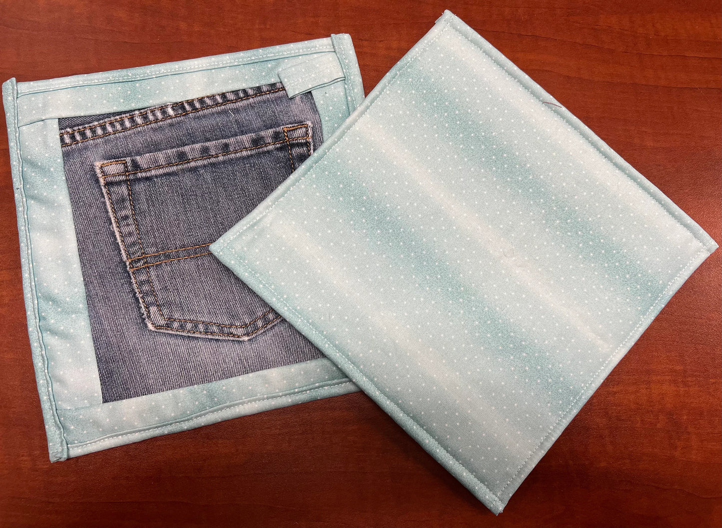 Upcycled Denim pocket hot pads