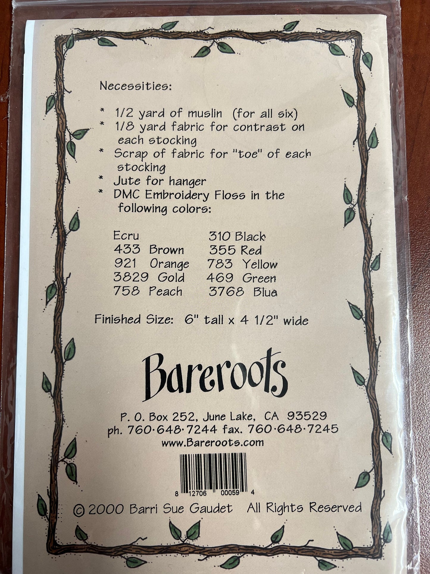 Bareroots embroidery set of 2 patterns by Barri Sue Gaudet