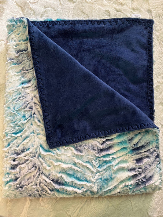 Surf's Up Prism and Navy swaddle blanket 30x36