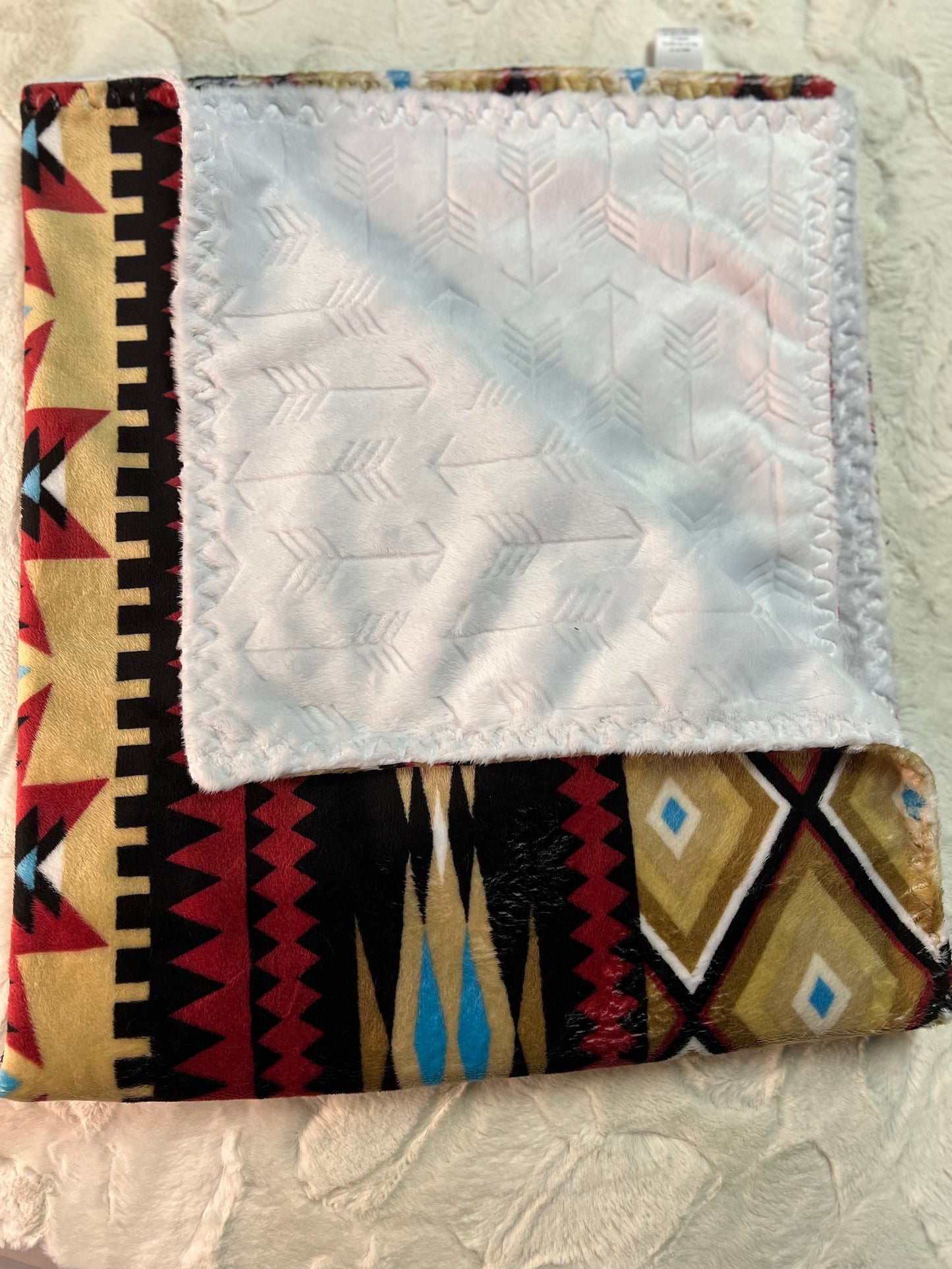 Aztec and White Embossed Arrows swaddle blanket 30x36