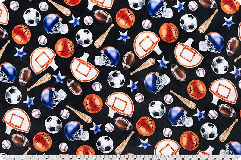 Sports Digital Cuddle® Black by Shannon Fabrics 60"- *favorite for a discount code* - Continuous Cut